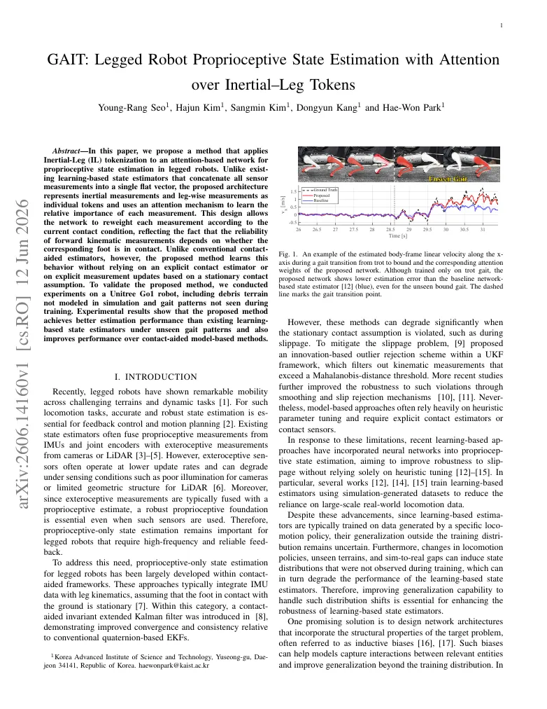 GAIT: Legged Robot Proprioceptive State Estimation with Attention over Inertial-Leg Tokens visual