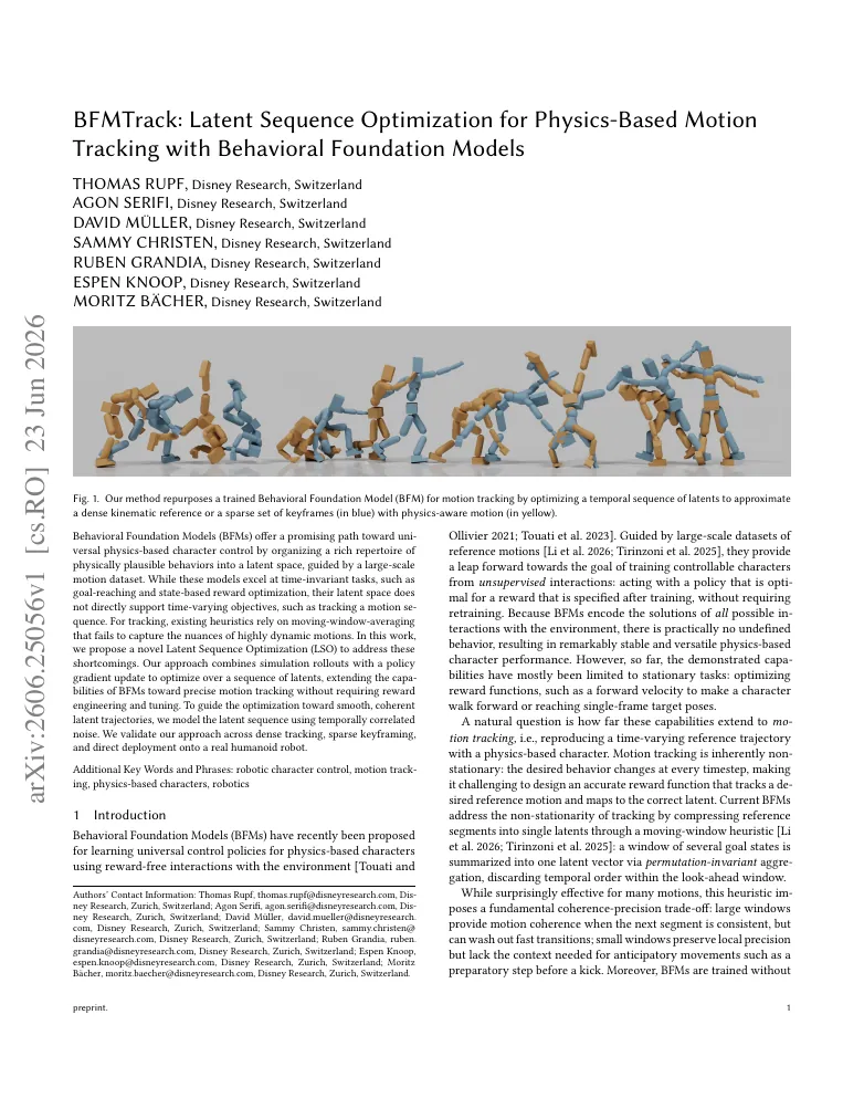 BFMTrack: Latent Sequence Optimization for Physics-Based Motion Tracking with Behavioral Foundation Models visual