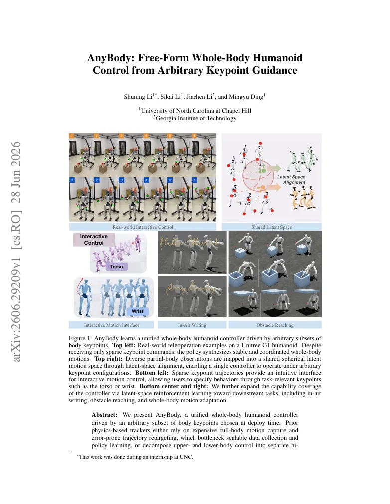 AnyBody: Free-Form Whole-Body Humanoid Control from Arbitrary Keypoint Guidance visual