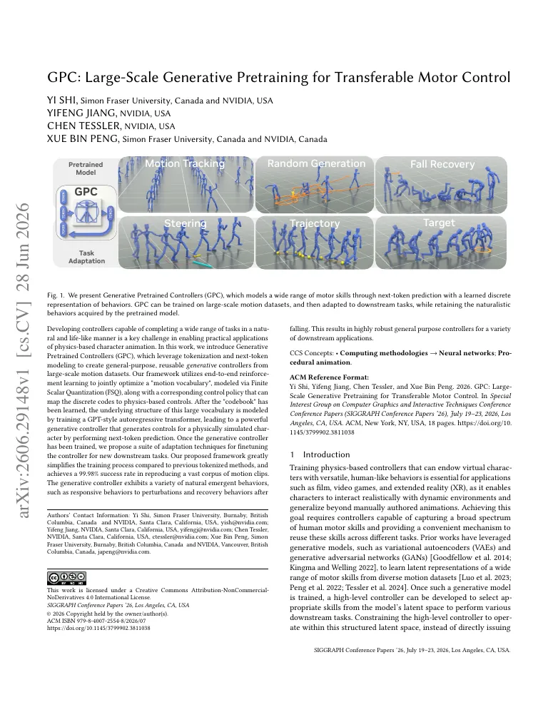 GPC: Large-Scale Generative Pretraining for Transferable Motor Control visual
