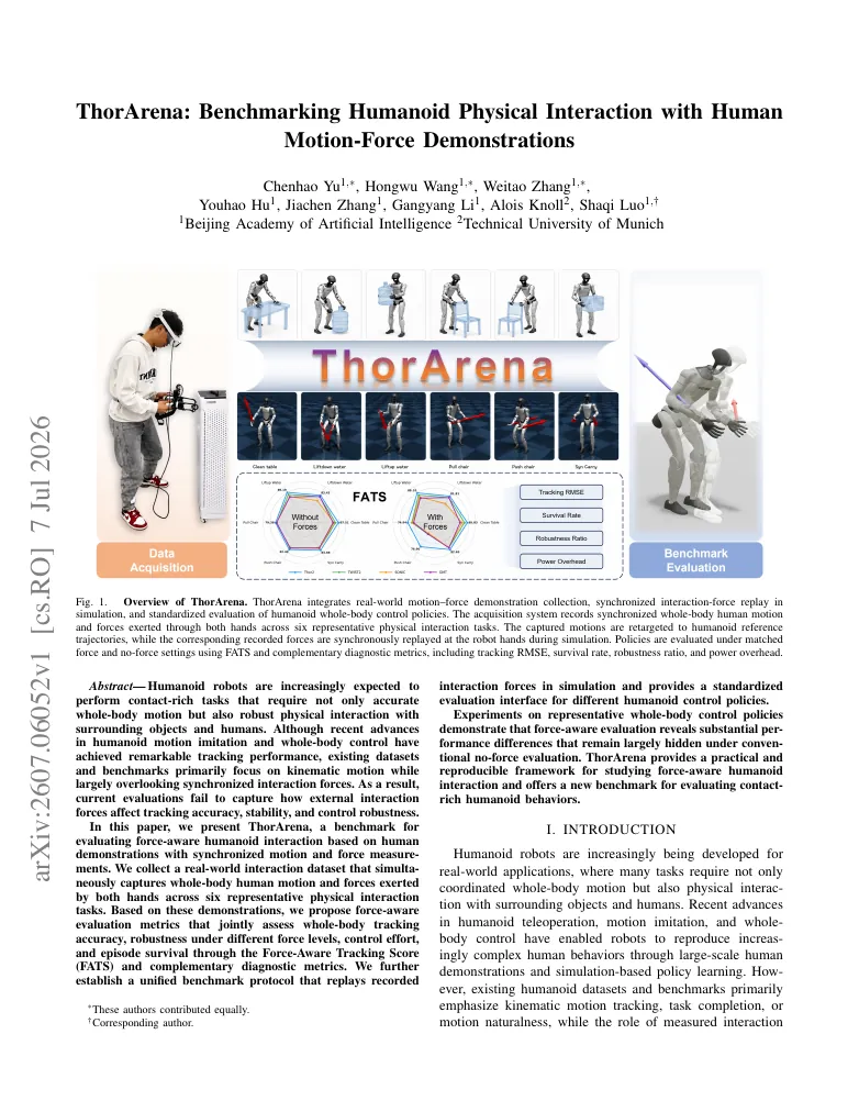 ThorArena: Benchmarking Humanoid Physical Interaction with Human Motion-Force Demonstrations visual