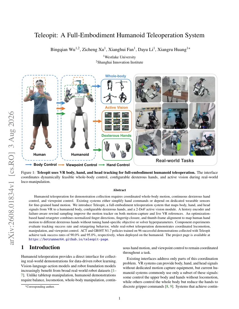 Teleopit: A Full-Embodiment Humanoid Teleoperation System visual
