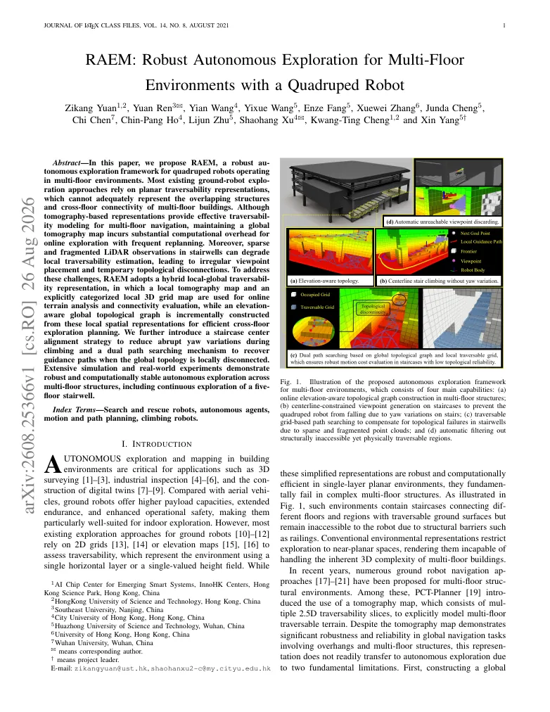 RAEM: Robust Autonomous Exploration for Multi-Floor Environments with a Quadruped Robot visual