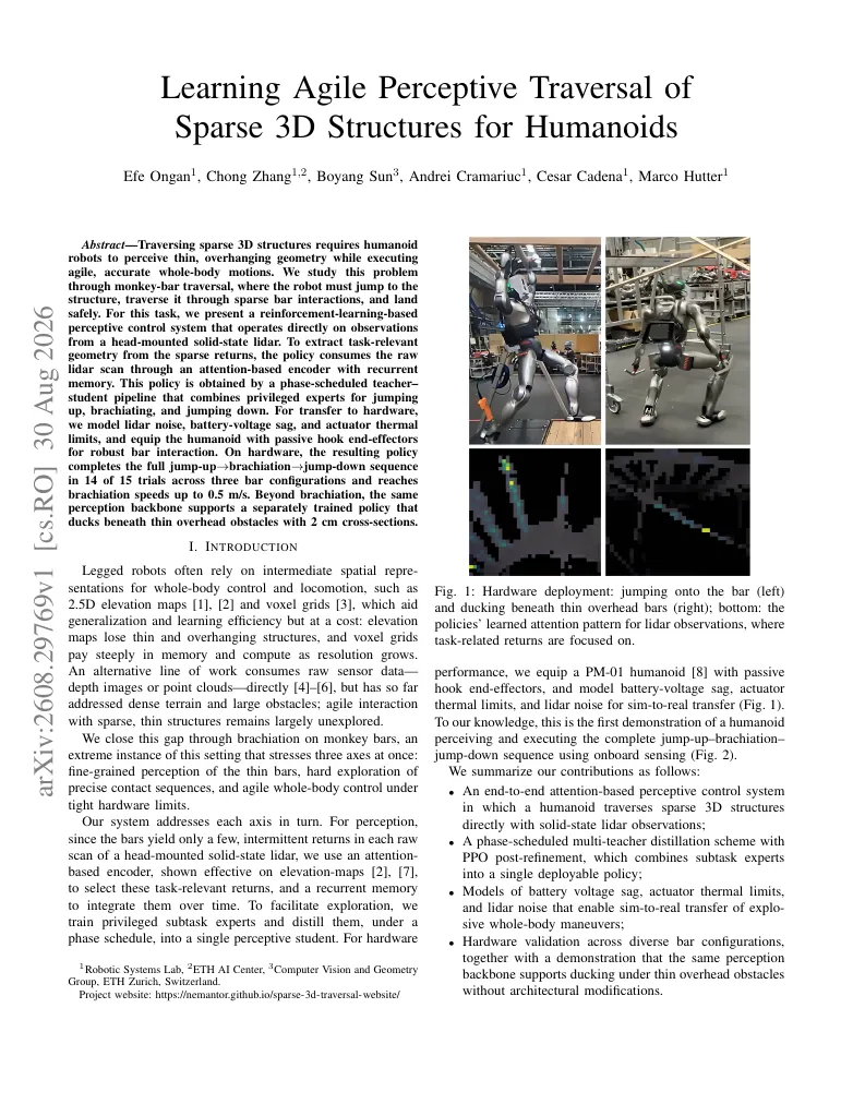 Learning Agile Perceptive Traversal of Sparse 3D Structures for Humanoids visual