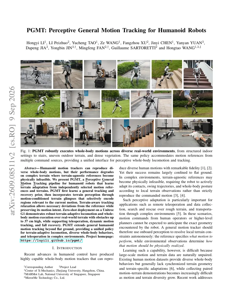 PGMT: Perceptive General Motion Tracking for Humanoid Robots visual