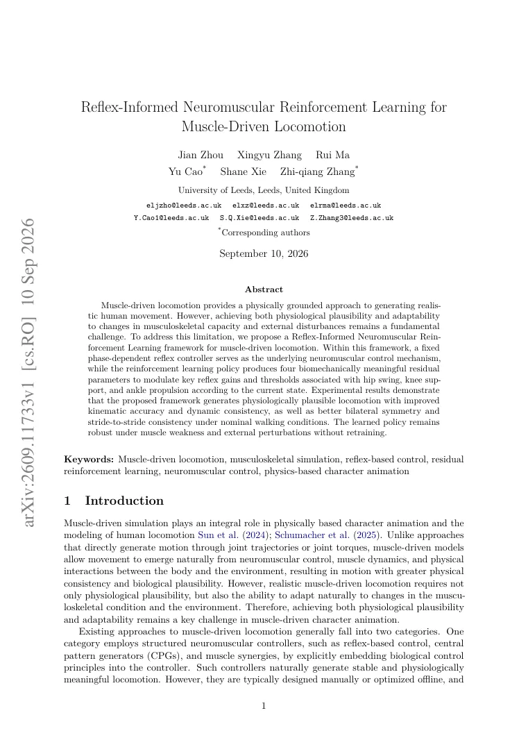 Reflex-Informed Neuromuscular Reinforcement Learning for Muscle-Driven Locomotion visual