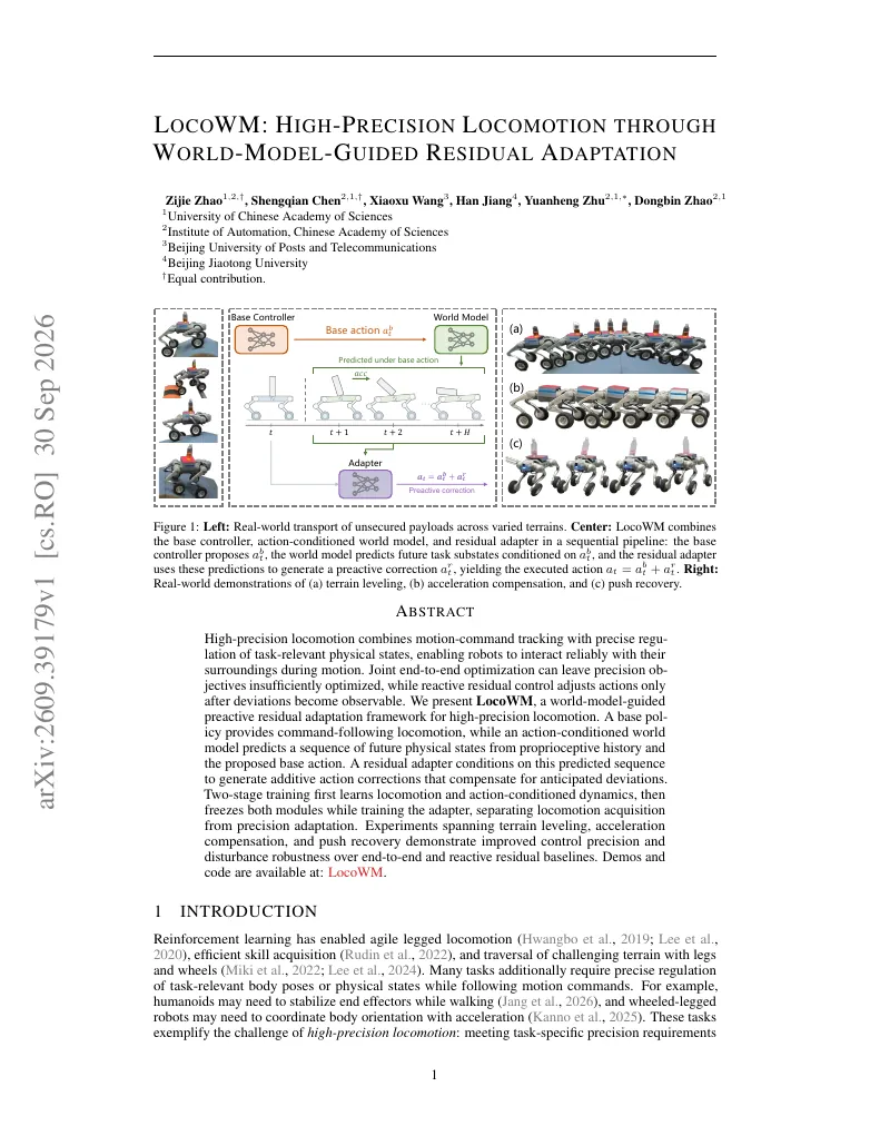 LocoWM: High-Precision Locomotion through World-Model-Guided Residual Adaptation visual