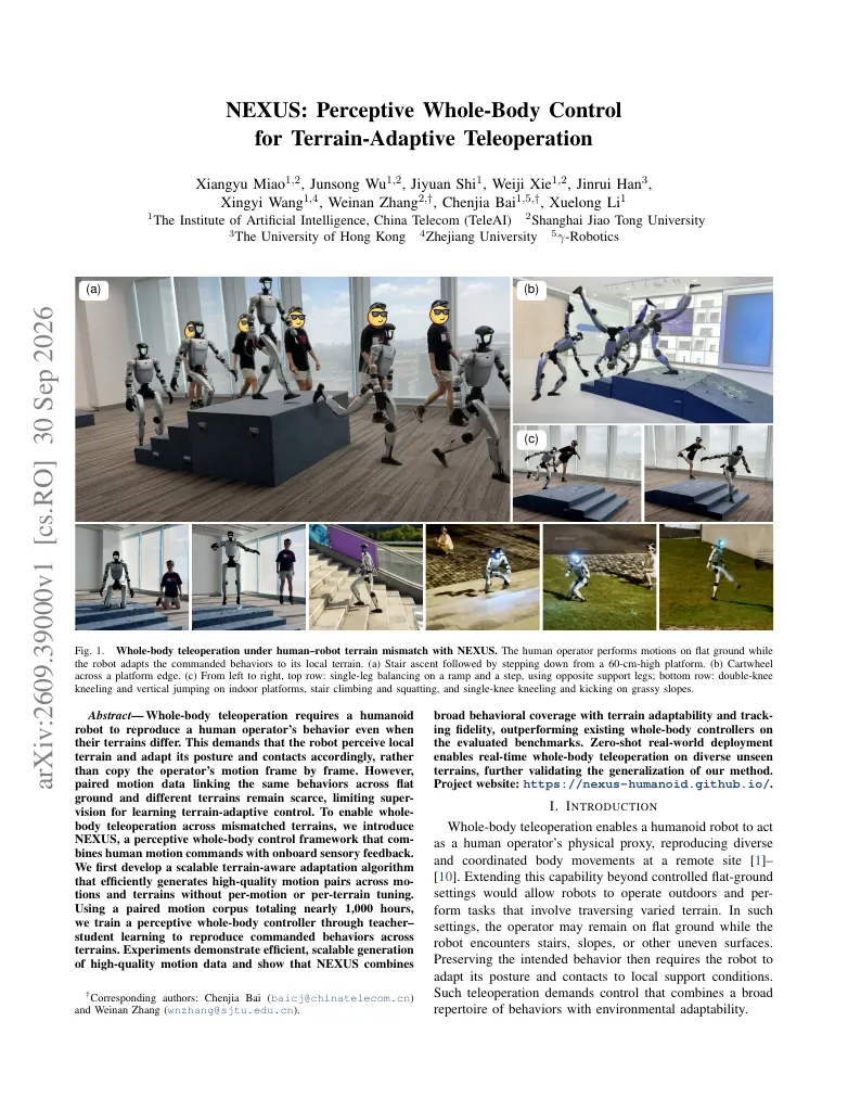 NEXUS: Perceptive Whole-Body Control for Terrain-Adaptive Teleoperation visual