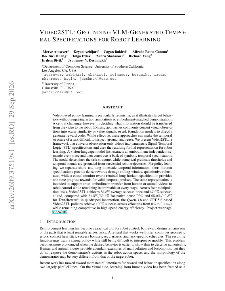 Video2STL: Grounding VLM-Generated Temporal Specifications for Robot Learning visual