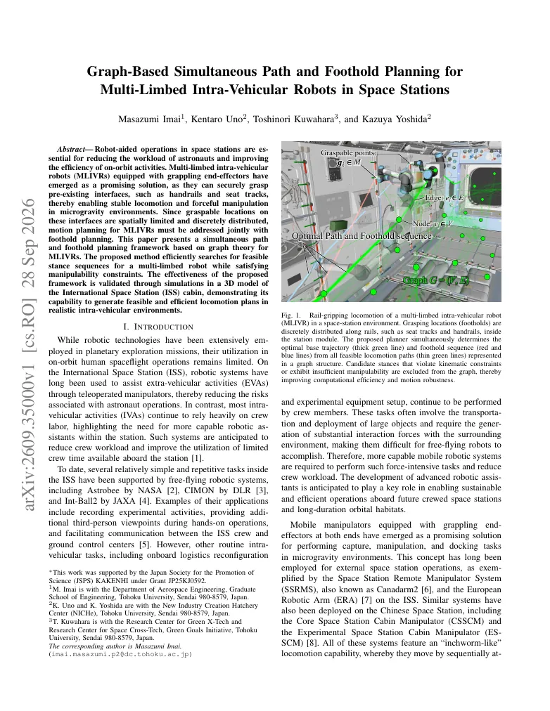 Graph-Based Simultaneous Path and Foothold Planning for Multi-Limbed Intra-Vehicular Robots in Space Stations visual