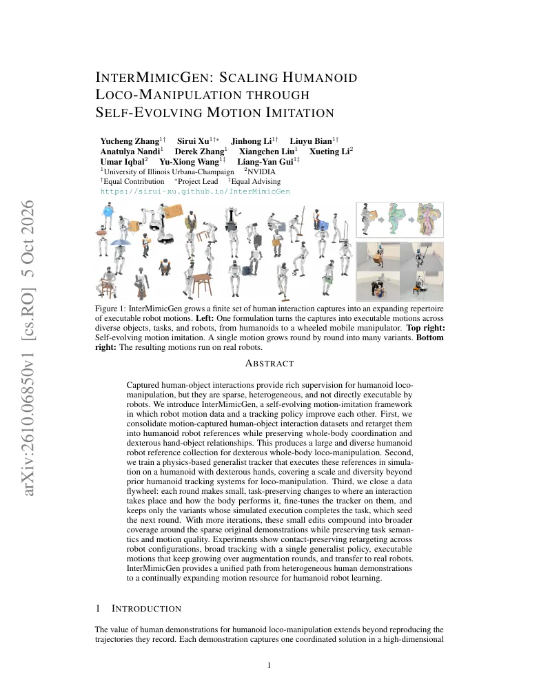 InterMimicGen: Scaling Humanoid Loco-Manipulation through Self-Evolving Motion Imitation visual