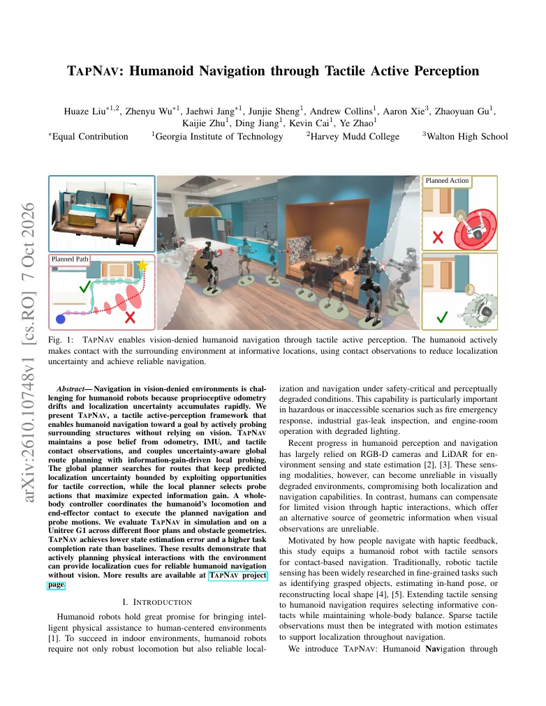 TAPNAV: Humanoid Navigation through Tactile Active Perception visual