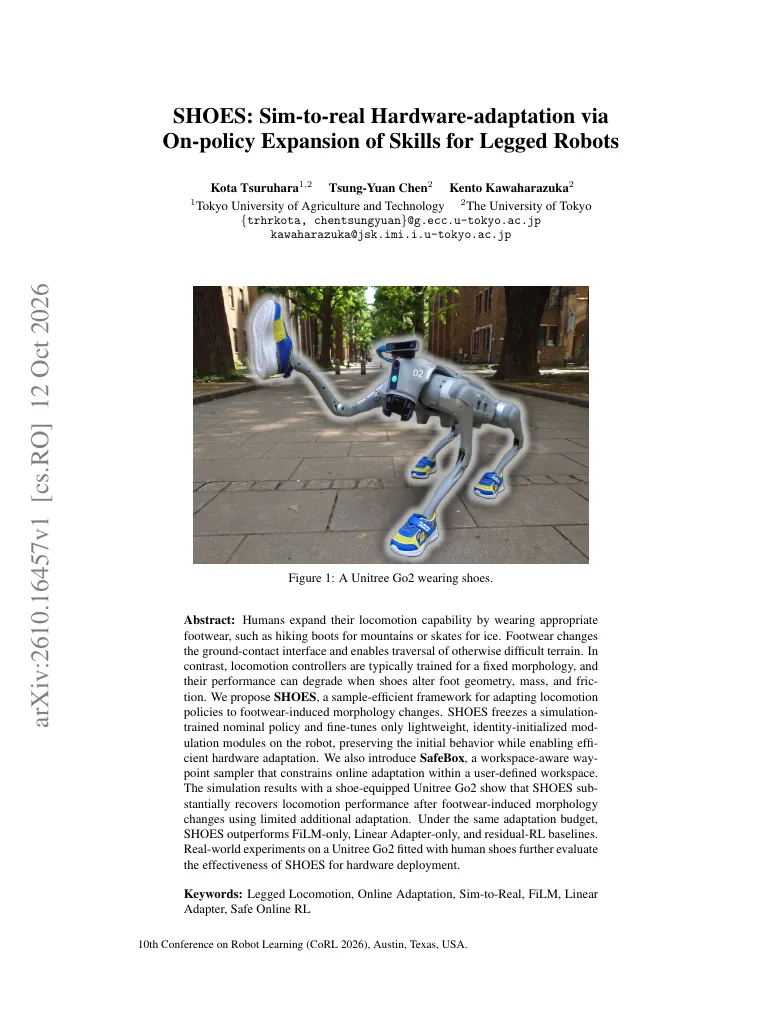 SHOES: Sim-to-real Hardware-adaptation via On-policy Expansion of Skills for Legged Robots visual