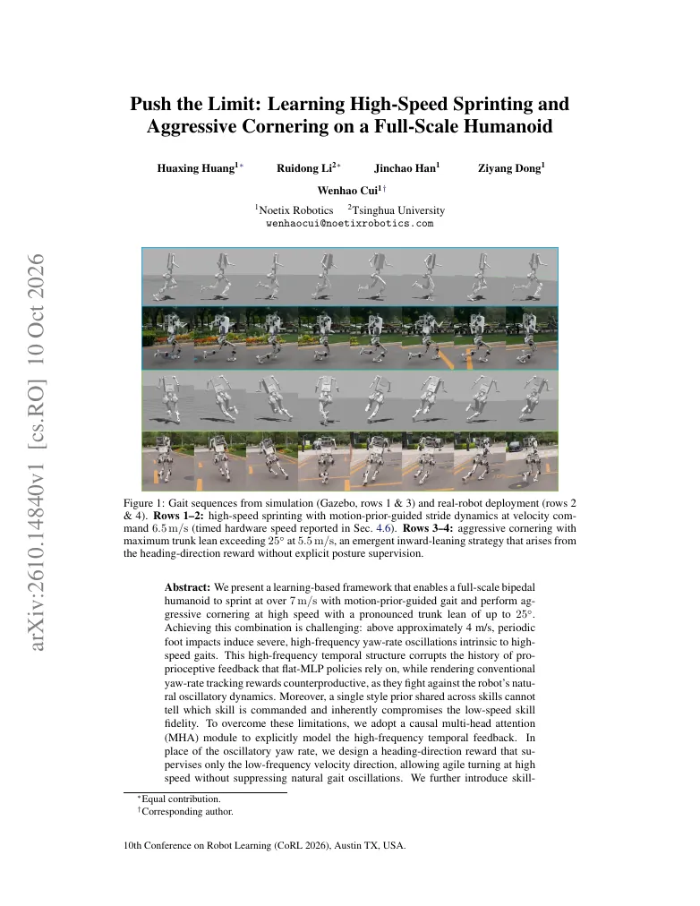 Push the Limit: Learning High-Speed Sprinting and Aggressive Cornering on a Full-Scale Humanoid visual