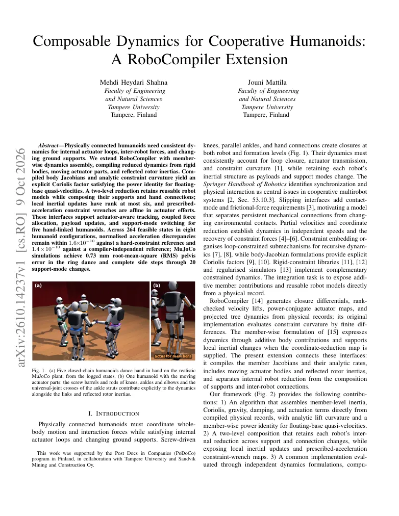 Composable Dynamics for Cooperative Humanoids: A RoboCompiler Extension visual