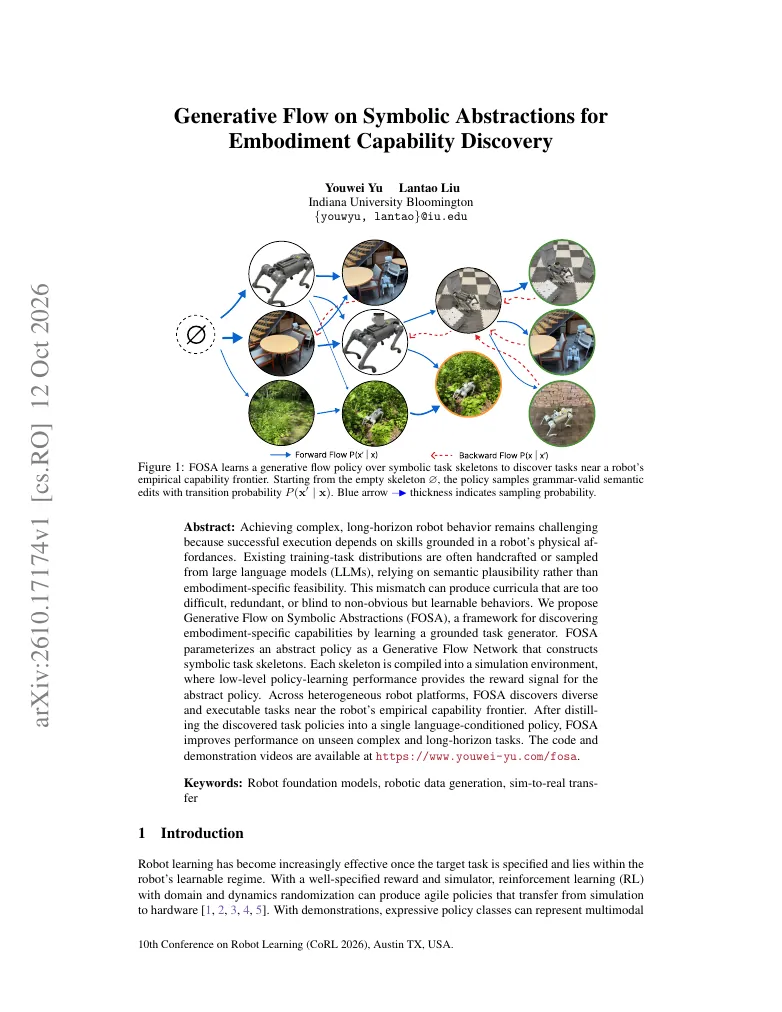 Generative Flow on Symbolic Abstractions for Embodiment Capability Discovery visual
