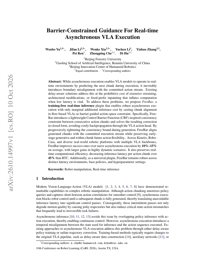Barrier-Constrained Guidance For Real-time Asynchronous VLA Execution visual