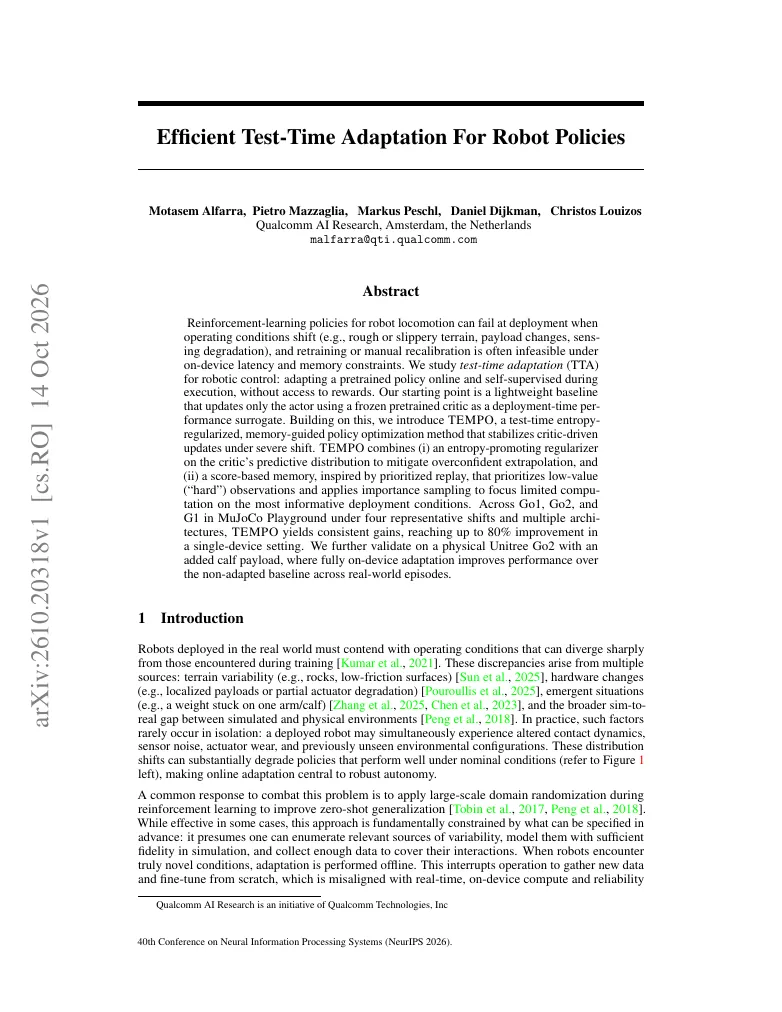 Efficient Test-Time Adaptation For Robot Policies visual