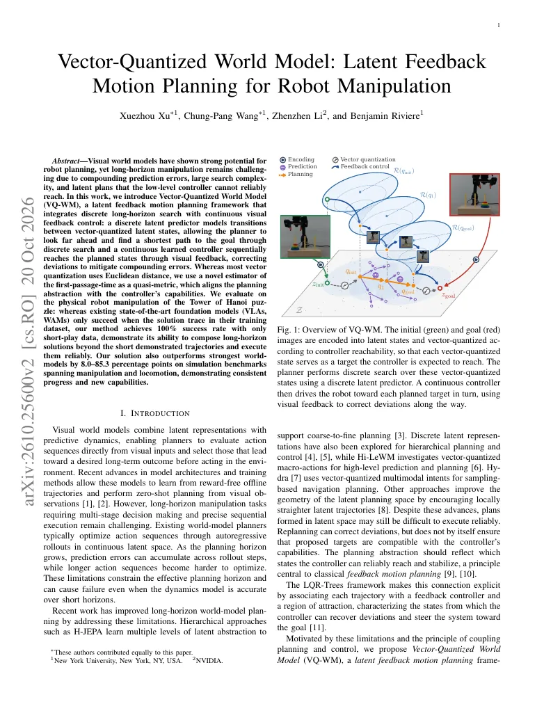 Vector-Quantized World Model: Latent Feedback Motion Planning for Robot Manipulation visual