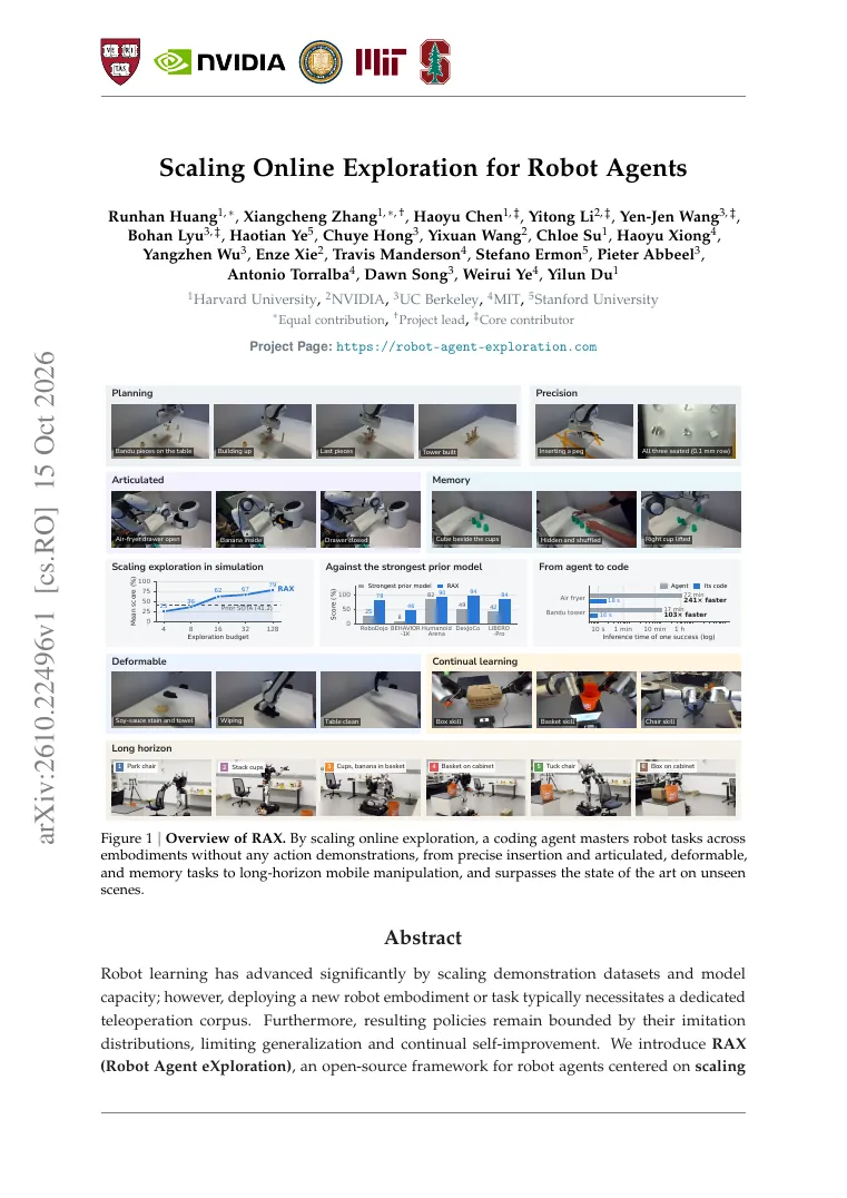 Scaling Online Exploration for Robot Agents visual