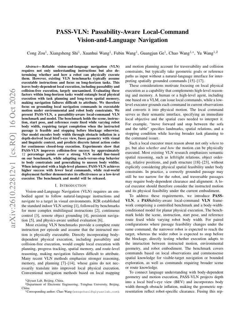 PASS-VLN: Passability-Aware Local-Command Vision-and-Language Navigation visual