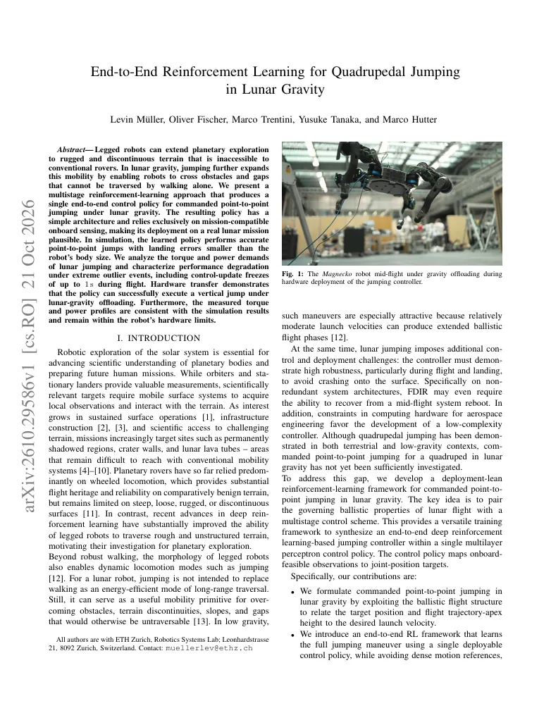 End-to-End Reinforcement Learning for Quadrupedal Jumping in Lunar Gravity visual