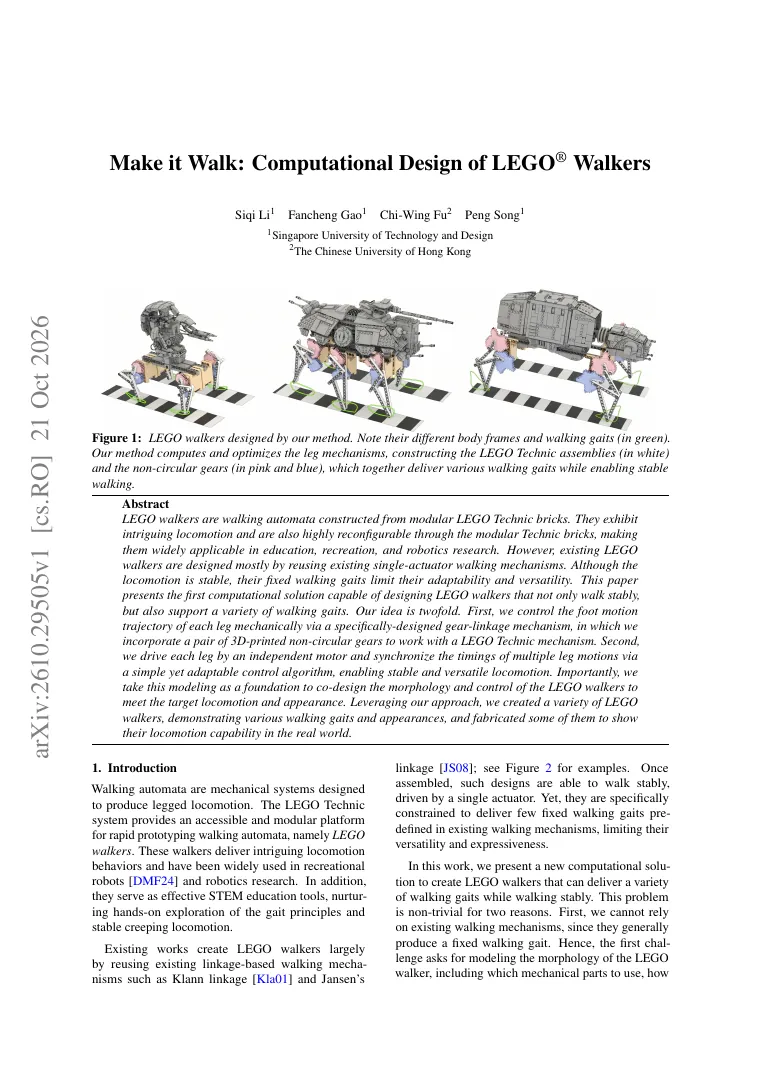 Make it Walk: Computational Design of LEGO Walkers visual