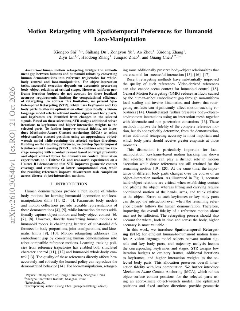 Motion Retargeting with Spatiotemporal Preferences for Humanoid Loco-Manipulation visual